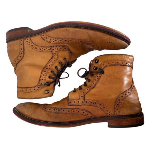 Vintage Johnston & Murphy Wingtip Boots Brown Leather Brogue Size 8 main image 6